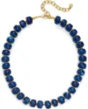 Collier de perles bleu élégant en laiton plaqué or, vue détaillée pour femme moderne. - Bleu foncé