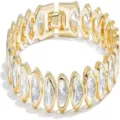 Nahaufnahme eines goldenen Tennisarmbands mit funkelnden birnenförmigen Zirkonia Steinen. - Birnenform-Gliederstil (s315) / Gold