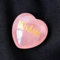 Natural Rose Quartz Heart Crystal Stone Wisdom Engraved Pink Gemstone Pocket Palm Stone - Wisdom / 3cm