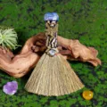 Mini scopa da strega in cristallo naturale fatta a mano con lapis lazuli e fata. - Lapislazzulo