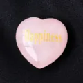 Natural rose quartz crystal heart gemstone engraved with happiness for healing decoration - Happiness / 3cm