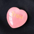 Natural Rose Quartz Crystal Heart Stone Engraved Ornament Stress Relief Wishing Gift - Trust / 3cm