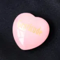 Rose quartz heart engraved crystal stone gift, polished pocket heart for stress relief and wishing. - Gratitude / 3cm