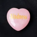 Natural rose quartz crystal heart gemstone engraved with kindness word home decor gift piece. - Kindness / 3cm