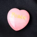 Natural rose quartz crystal heart gemstone with engraved peace design, ideal gift. - Peace / 3cm