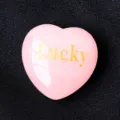 Natural pink quartz crystal heart engraved ornament Lucky stone decor gift item. - Lucky / 3cm