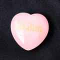 Natural rose quartz crystal heart healing stone engraved gemstone ornament gift for love. - Healing / 3cm