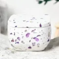 White crystal stone plaster candle holder and storage jar with lid for home decor - Amethyst Crushed Stone Style (Bamboo Forest After Rain Scent)