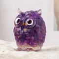 Figurine hibou en resine de pierre precieuse violette, variante de deco de bureau. - Améthyste / Env. 4,8x4 cm