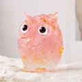 Figurine hibou en résine époxy cristal rose jolie décoration de bureau pour la maison - Quartz rose / Env. 4,8x4 cm