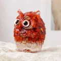 Figurine hibou en résine cristal jaspe rouge ornement de bureau sculpture animale gemme - Jaspe Rouge / Env. 4,8x4 cm