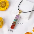 Chakra Orgone Cristal Pierre Pendentif Colliers Résine Guérison Bijoux Article - Style Long Fin / Avec Cordon en Cuir Noir