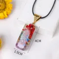 Sept Chakra Orgone Cristal Resine Pendentif Collier Guerison Pierre Precieuse Energie Bijou - Style Court et Large / Avec Cordon en Cuir Noir