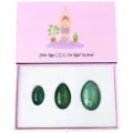 Set di uova yoni in cristallo verde naturale per esercizi kegel in confezione regalo rosa - Set da 3 in Avventurina / Scatola regalo