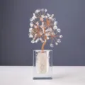 Natural crystal stone money tree with glass vase for home decor desktop ornament gift - 63 Pieces / White Crystal