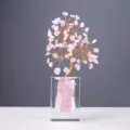 Rose quartz crystal money tree gemstone bonsai healing wealth decor for home office desk. - 63 Pieces / Rose Quartz
