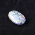 Natürlicher Kristall Handstein poliert oval Trommelstein Regenbogen Edelstein Handschmeichler - Galvanisierter Weißer Türkis / Ca. 6cm