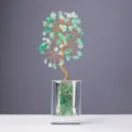 Green crystal money tree gemstone bonsai lucky tree home office desk decor ornament - 63 Pieces / Aventurine Jade