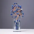 Handgefertigter blauer Kristall Edelstein Geldbaum Dekor für Heim Büro Tisch Glücksornament - Lapislazuli
