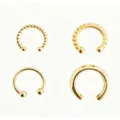 Set di cuffie per le orecchie dorate orecchini senza piercing vista di dettaglio chic - Clip per Orecchio (e1018) / 4 Pezzi/Confezione / Oro