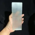 Natural Moroccan selenite crystal slab detail view, raw mineral stone home decor ornament. - About Length 100MM*Width 100MM*Thickness 50MM