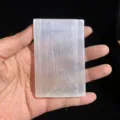 Natural Moroccan selenite crystal plate palm stone healing mineral white gypsum slab home decor - About Length 150MM*Width 80MM*Thickness 12MM