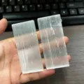 Natural Moroccan selenite crystal raw stone strip mineral home decor display piece. - Length 70MM*Width 30MM*Thickness 10MM