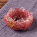 Rosa Kristall Harz Lotus Schüssel, Edelstein Schatz Schüssel, Entmagnetisierung Basis Halter. - Erdbeerquarz Lotus Schale Nur