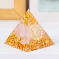 Rose Quartz Orgone Pyramid 3CM Crystal Energy Generator Chakra Healing Stone Home Decor Variant - Rose Quartz Gold Foil Style With Rune