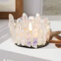 Bougeoir en cristal de quartz blanc galvanisé avec des piliers colorés pour la décoration. - Support Monocristal Électroplaqué / Blanc