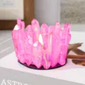 Bougeoir en cristal rose pilier de quartz décoration maison photophore romantique - Support Monocristal Électroplaqué / Rose