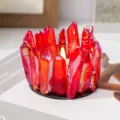 Bougeoir en grappe de cristal rouge quartz galvanisé support de bougie chauffe-plat déco maison - Support Monocristal Électroplaqué / Rouge