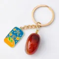 Chinesischer Stil Naturroter Achat Stein Schlüsselanhänger mit glücklichem Orangen Anhänger. - Glück-Roter Achat Trommelstein Orange / Rot