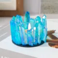Bougeoir chauffe-plat en cristal bleu galvanisé ornement de pilier de cristal déco - Support Monocristal Électroplaqué / Bleu