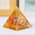 Natural Red Agate Crystal Pyramid Resin Gold Foil Energy Tower Home Office Decor Variant Item - Red Agate Gold Foil Style With Rune
