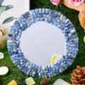 Espejo de maquillaje redondo de grava de cristal azul hecho a mano espejo decorativo - Jaspe de Puntos Azules