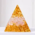Natural Rose Quartz Crystal Pyramid Resin Orgone Energy Tower For Office Desktop Decor - Rose Quartz Gold Foil Style Without Rune