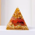 Natural Red Jasper Crystal Orgone Pyramid Resin Gold Foil Energy Tower for Home Decor - Red Jasper Gold Foil Style Without Rune