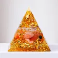 Red Agate Crystal Pyramid Resin Orgonite Energy Tower Feng Shui Healing Decor Gift - Red Agate Gold Foil Style Without Rune