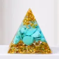 Natural turquoise crystal resin pyramid healing energy tower home office decor ornament - Turquoise Gold Foil Style Without Rune