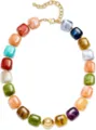 Colorful resin beaded necklace detail, featuring vibrant glossy blocks and gold-tone hardware. - 14k / Multicolor Style 2 (x878)
