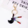 Schwarzer Mond Kristall 7 Chakra Perlen Schlüsselanhänger Tasche Anhänger Variante - Obsidian Mond