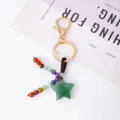 Natürlicher Kristall Stern Schlüsselanhänger Chakra Perlen Tasche Anhänger Meditation - Aventurin Stern