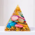 Colorful Shell Crystal Epoxy Pyramid Ornament Home Office Energy Tower Desktop Decor Gift - Colorful Shell Gold Foil Style Without Rune