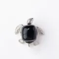 Silberne schwarze Stein-Schildkröte Figur, tierische Skulptur für elegante Heimdekoration. - Schildkröte - Obsidian