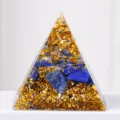 Natural Lapis Lazuli Crystal Crushed Stone Resin Epoxy Pyramid Ornament Energy Tower Decor - Lapis Lazuli Gold Foil Style Without Rune