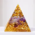 Natural crystal amethyst stone resin pyramid energy tower home office decor ornament - Amethyst Gold Foil Style Without Rune
