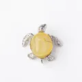 Silberne Schildkröte Bernstein Stein Anhänger Schmuck niedliche Tier Ornament Kristall Zubehör - Schildkröte - Gelber Achat