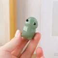 Grüner Kristall Frosch Monster Figur, süße Miniatur Stein Schnitzerei Ornament für Deko. - Aventurin Pilz Elf