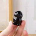 Natürliche schwarze Kristall Frosch Monster Schnitzerei Figur Mikrolandschaft Dekoration. - Obsidian Pilz Elf